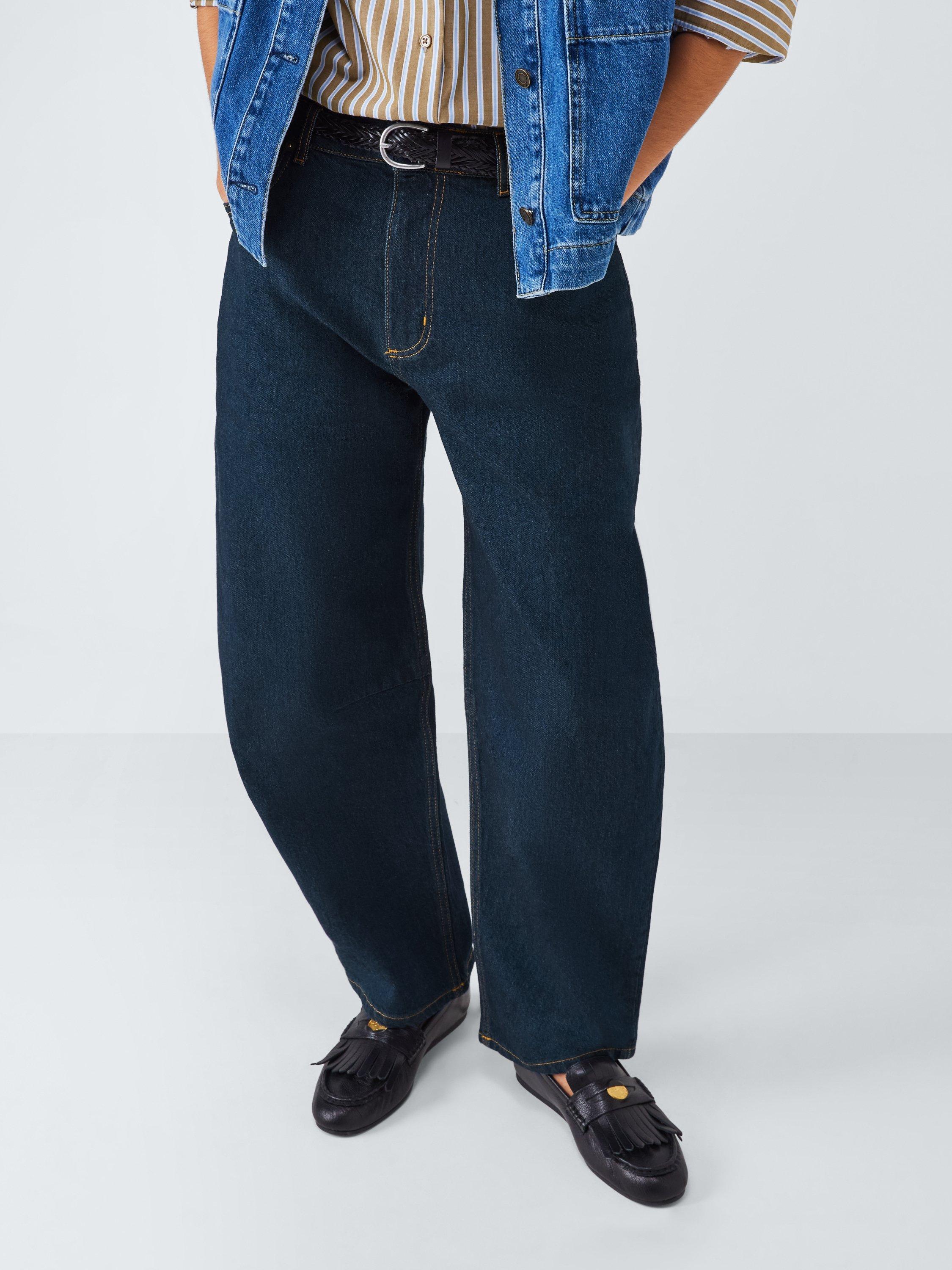 Product image 5 of 6, which shows John Lewis Barrel Leg Mid Rise Jeans, Deep Blue, 10