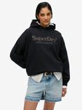 Superdry Venue Metallic Relaxed Cotton Hoodie, Black