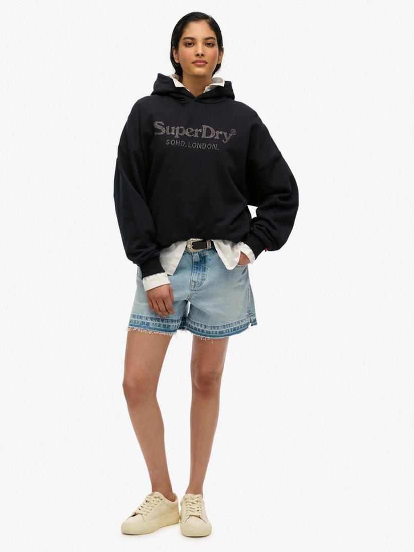 Product image 3 of 5, which shows Superdry Venue Metallic Relaxed Cotton Hoodie, Black, 8