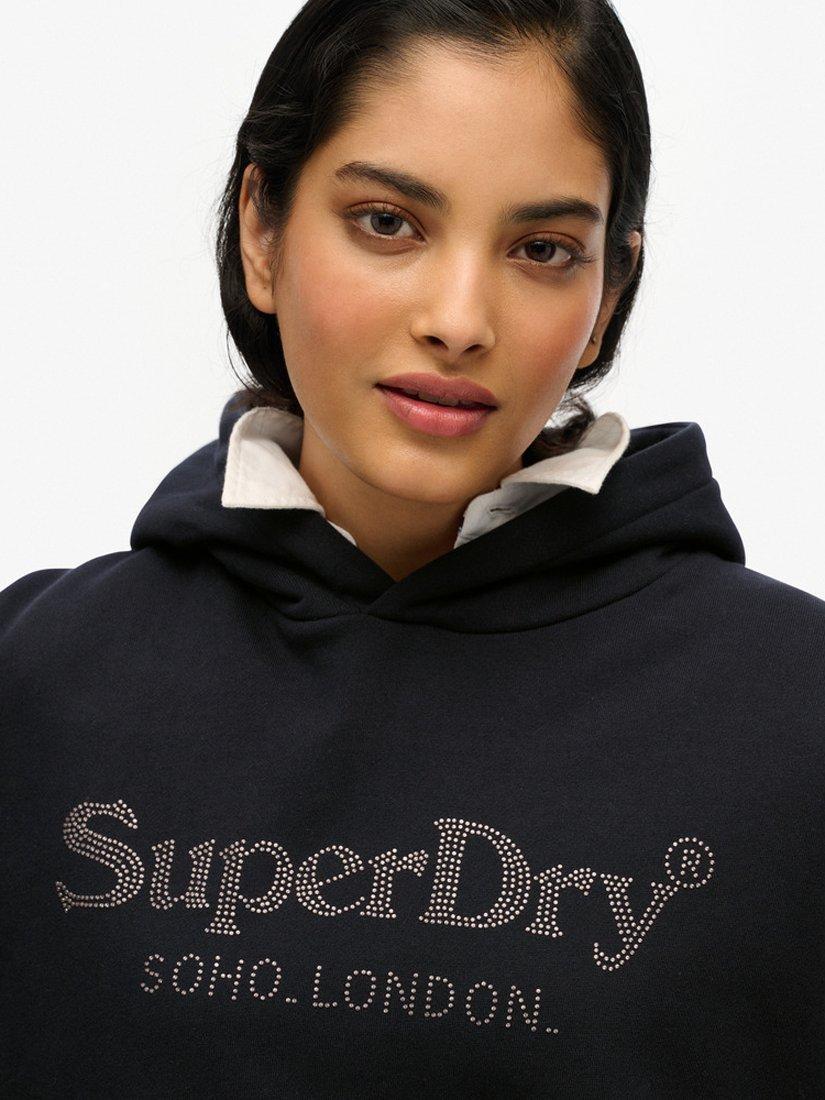 Product image 4 of 5, which shows Superdry Venue Metallic Relaxed Cotton Hoodie, Black, 8