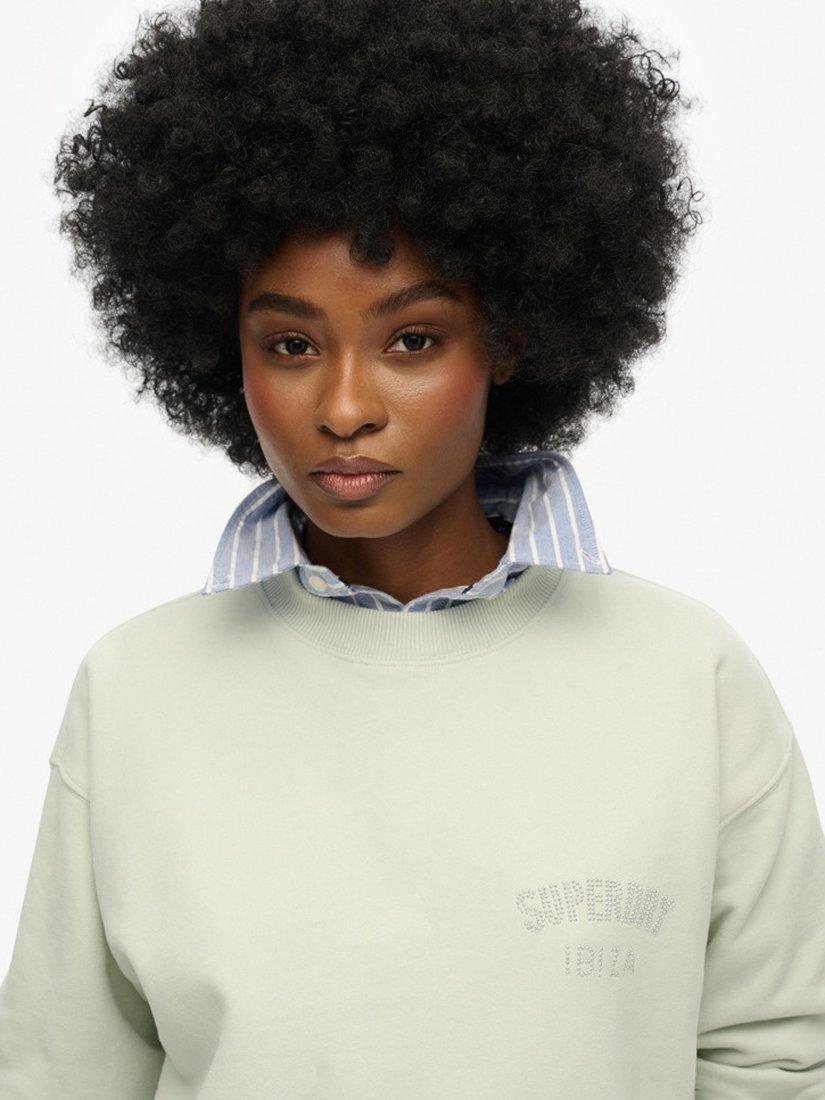 Product image 4 of 4, which shows Superdry Sport Luxe Loose Crew Sweatshirt, Smoke Blue, 8