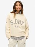 Superdry Athletic Essentials Slouchy Crew Sweatshirt, Desert Bone White