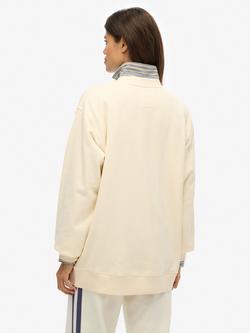 Superdry Athletic Essentials Slouchy Crew Sweatshirt, Desert Bone White - view 2, Desert Bone White