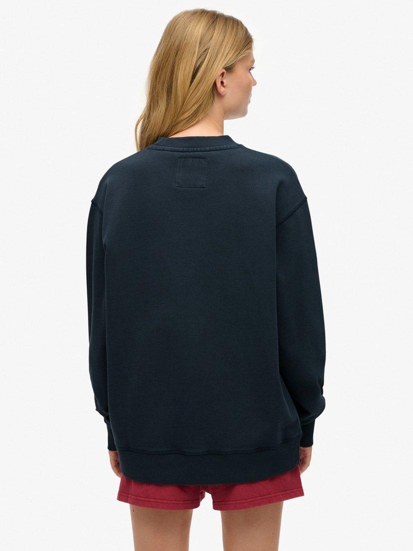 Product image 2 of 4, which shows Superdry Athletic Essentials Slouchy Crew Cotton Sweatshirt, Eclipse Navy, 8
