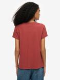 Superdry Suika Metallic Relaxed V-Neck T-Shirt, New Port Red