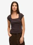 Superdry Essential Square Neck T-Shirt, Dark Brown