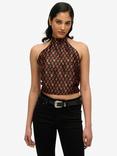 Superdry Jacquard Halterneck Top, Black