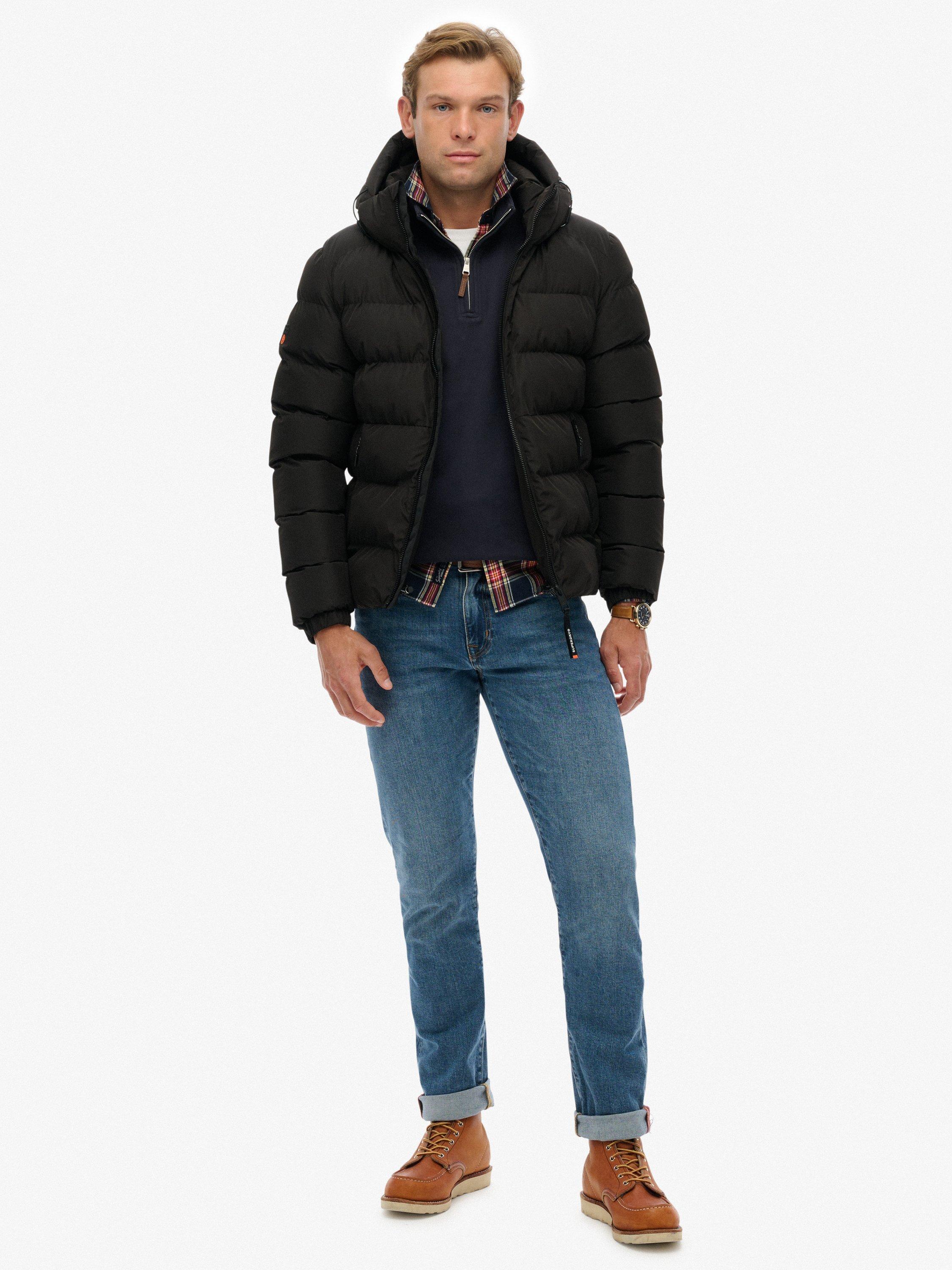 Product image 3 of 6, which shows Superdry Hooded Sports Puffer Jacket, Black, S