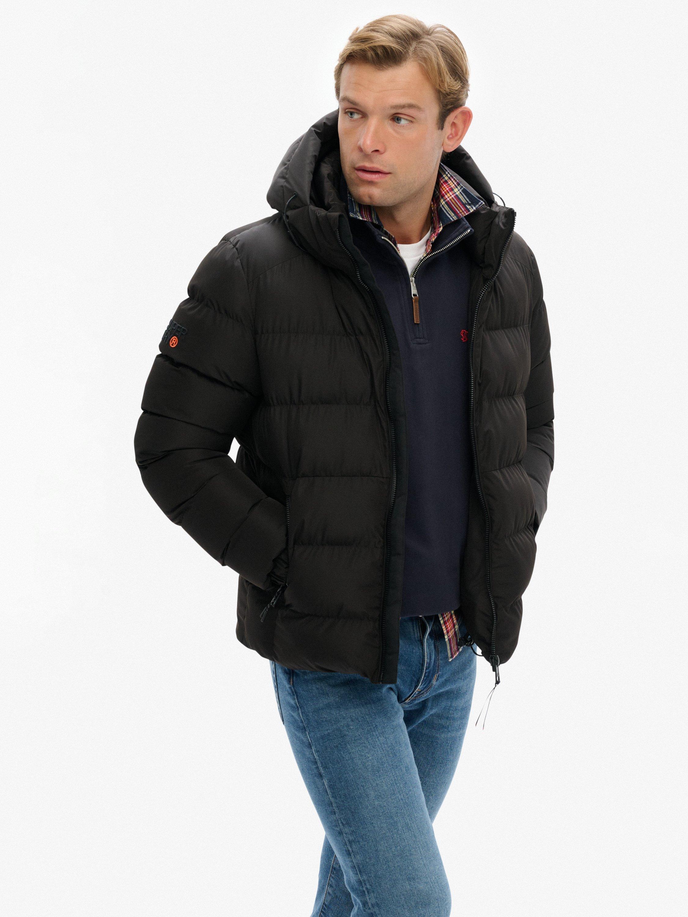 Product image 4 of 6, which shows Superdry Hooded Sports Puffer Jacket, Black, S