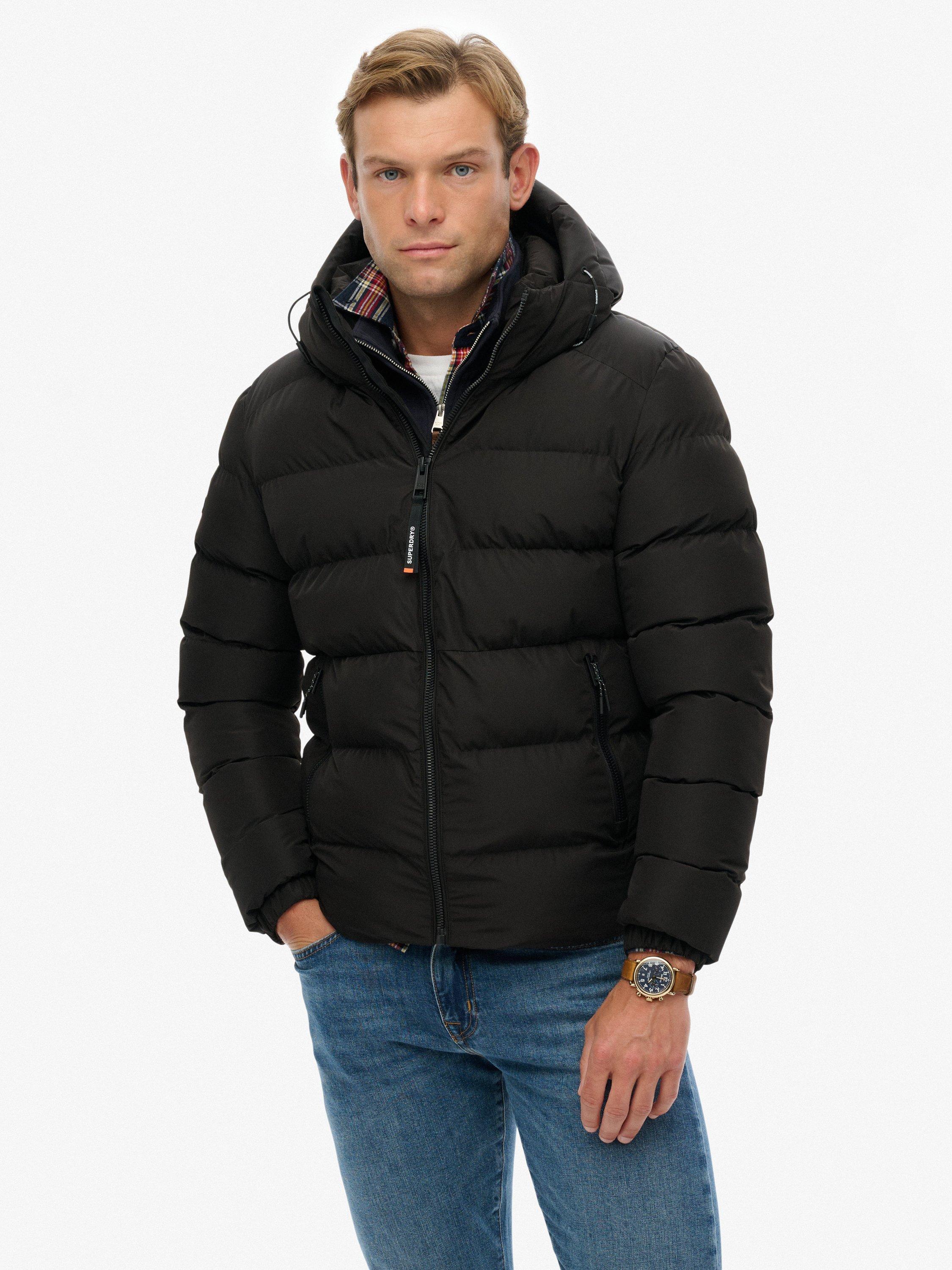 Product image 6 of 6, which shows Superdry Hooded Sports Puffer Jacket, Black, S