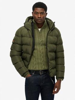 Superdry Hooded Sports Puffer Jacket, Army Khaki, Army Khaki