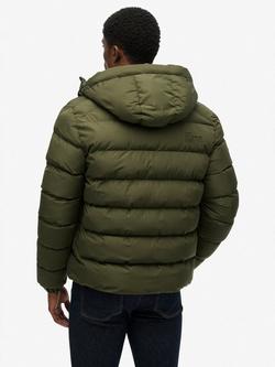Superdry Hooded Sports Puffer Jacket, Army Khaki - view 2, Army Khaki