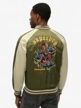 Superdry Souvenir Embroidered Bomber Jacket, Olive Night Green