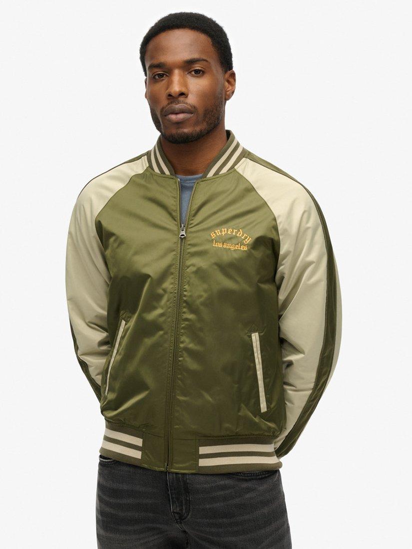 Product image 4 of 6, which shows Superdry Souvenir Embroidered Bomber Jacket, Olive Night Green, S