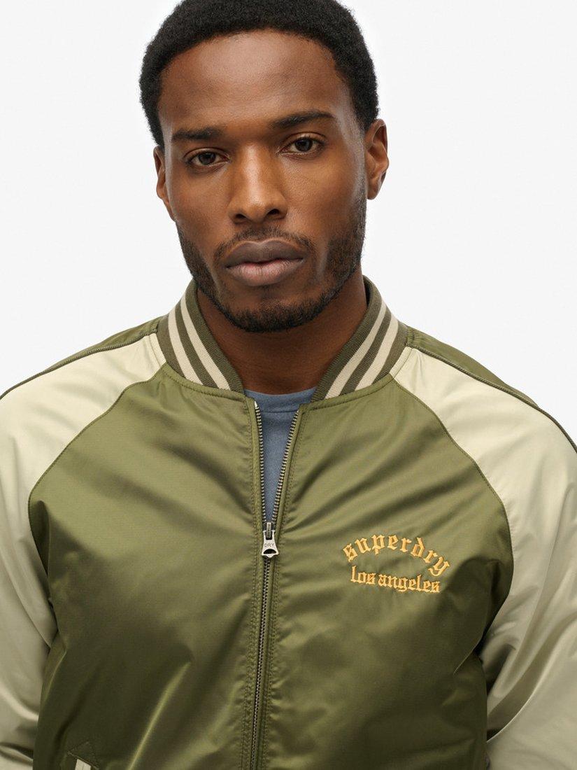 Product image 5 of 6, which shows Superdry Souvenir Embroidered Bomber Jacket, Olive Night Green, S