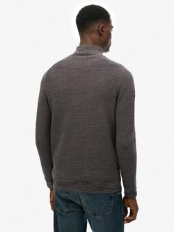 Superdry Cotton Texture Half Zip Jumper - view 2, Black/Dark Grey