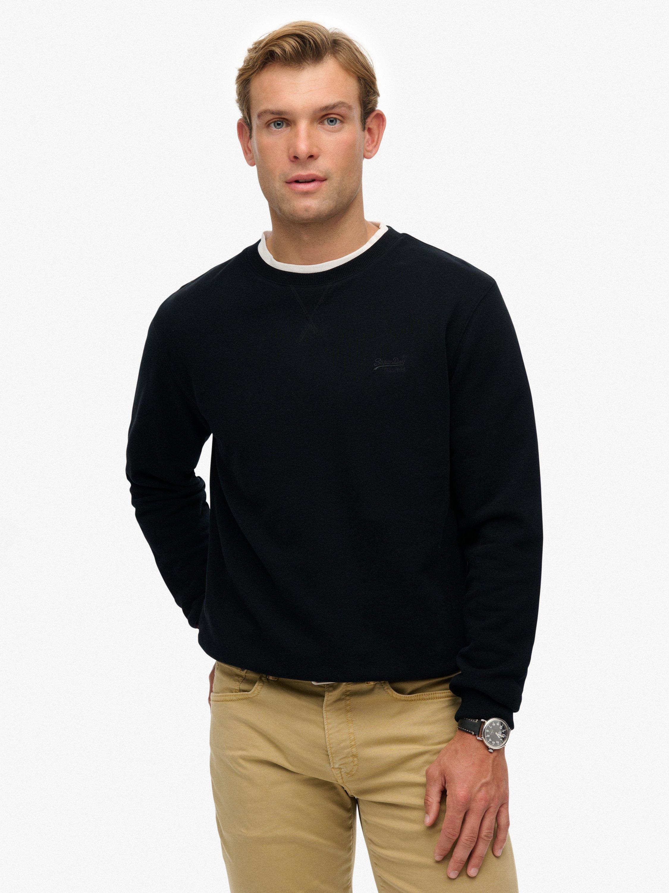 Product image 1 of 5, which shows Superdry Essential Logo Cotton Crew Sweatshirt, Black, S