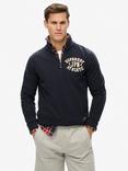 Superdry Vintage Athletic Half Zip Cotton Knit Jumper, Eclipse Navy