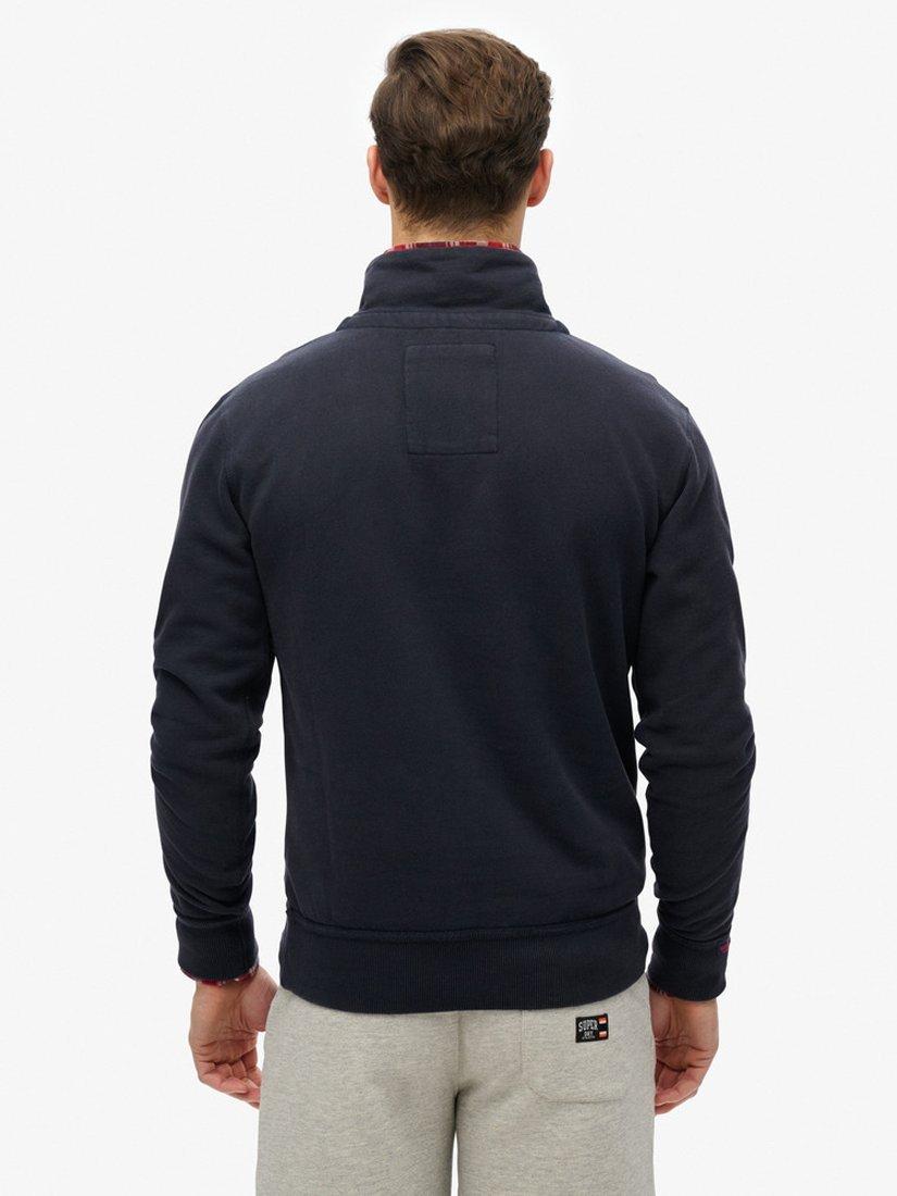 Product image 2 of 5, which shows Superdry Vintage Athletic Half Zip Cotton Knit Jumper, Eclipse Navy, S