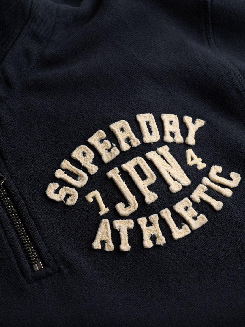 Product image 5 of 5, which shows Superdry Vintage Athletic Half Zip Cotton Knit Jumper, Eclipse Navy, S