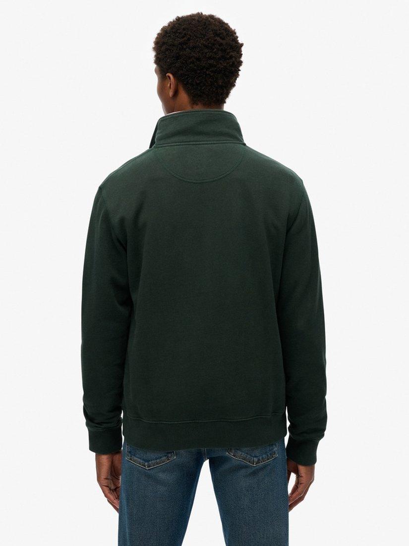 Product image 2 of 5, which shows Superdry Merchant Store Quarter Zip Cotton Knit Jumper, Forest Green, S