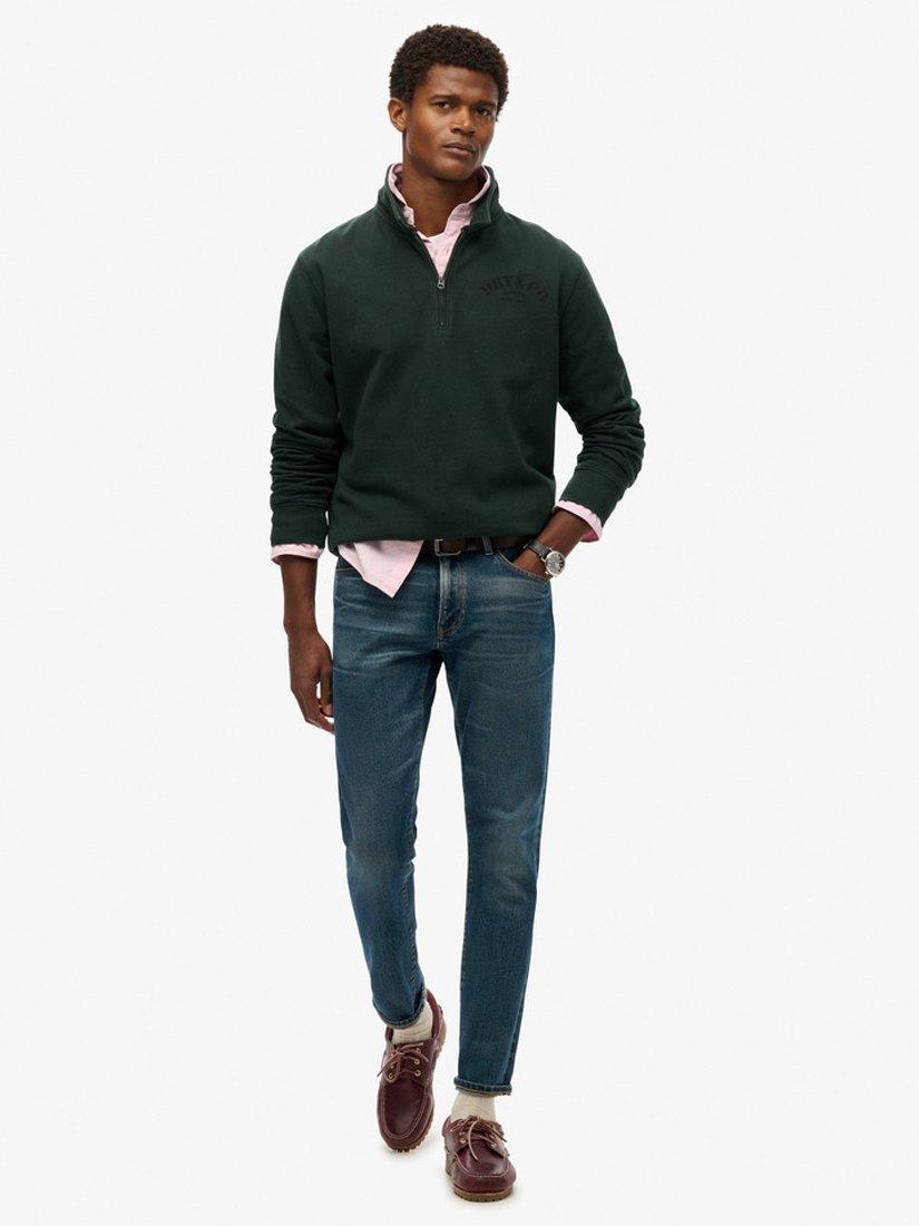 Product image 3 of 5, which shows Superdry Merchant Store Quarter Zip Cotton Knit Jumper, Forest Green, S
