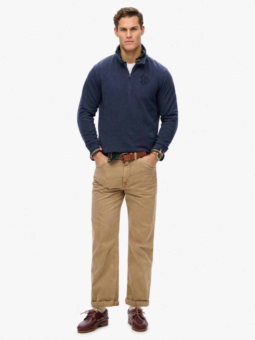 Product image 3 of 5, which shows Superdry Merchant Store Quarter Zip Cotton Knit Jumper, Lauren Navy, S