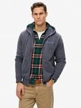 Superdry Core Logo City Zip Through Cotton Hoodie, Magma Slate Grey