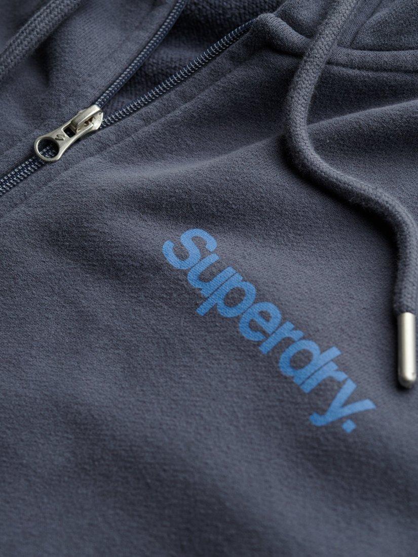 Product image 5 of 5, which shows Superdry Core Logo City Zip Through Cotton Hoodie, Magma Slate Grey, S