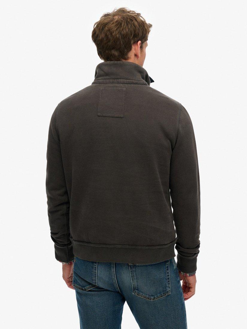 Product image 2 of 5, which shows Superdry Vintage Athletic Henley Sweatshirt, Washed Black, S