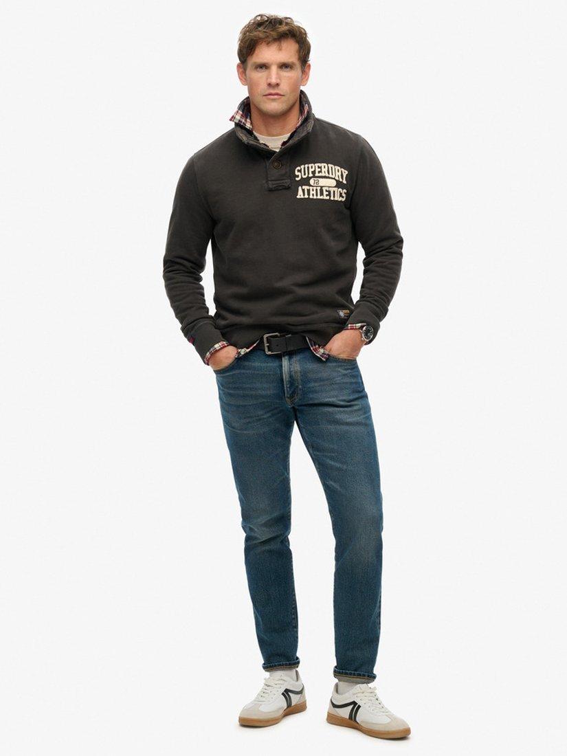 Product image 3 of 5, which shows Superdry Vintage Athletic Henley Sweatshirt, Washed Black, S