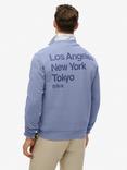 Superdry Core Logo City Crew Cotton Sweatshirt, Tempest Blue