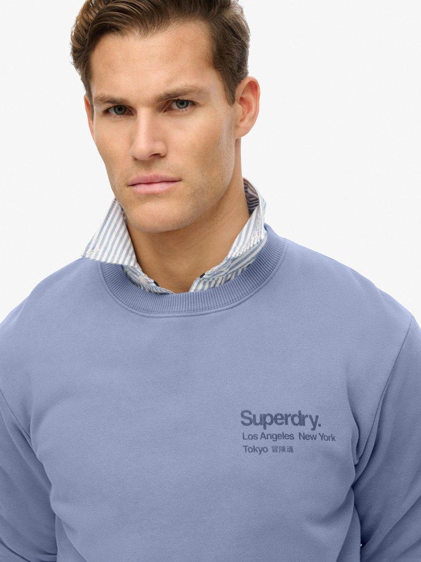 Product image 4 of 5, which shows Superdry Core Logo City Crew Cotton Sweatshirt, Tempest Blue, S