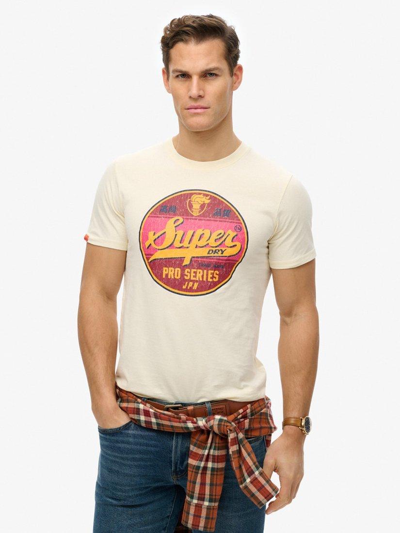 Product image 1 of 5, which shows Superdry Gasoline Graphic Relaxed T-Shirt, Dusty White, S