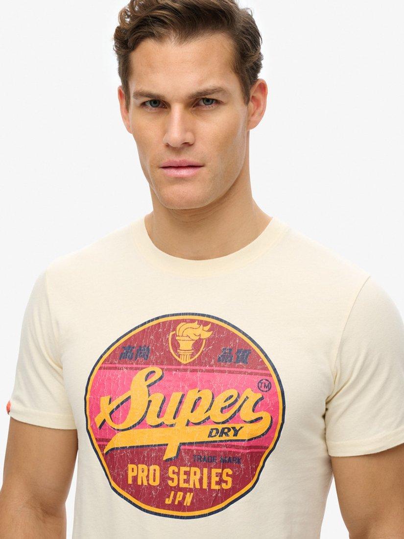 Product image 3 of 5, which shows Superdry Gasoline Graphic Relaxed T-Shirt, Dusty White, S