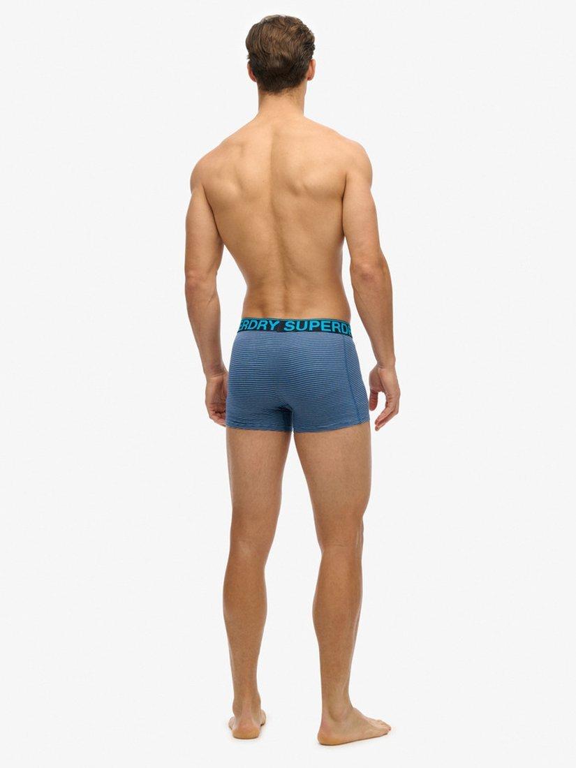 Product image 2 of 6, which shows Superdry Stretch Cotton Boxers, Pack of 3, Blue/Multi, S