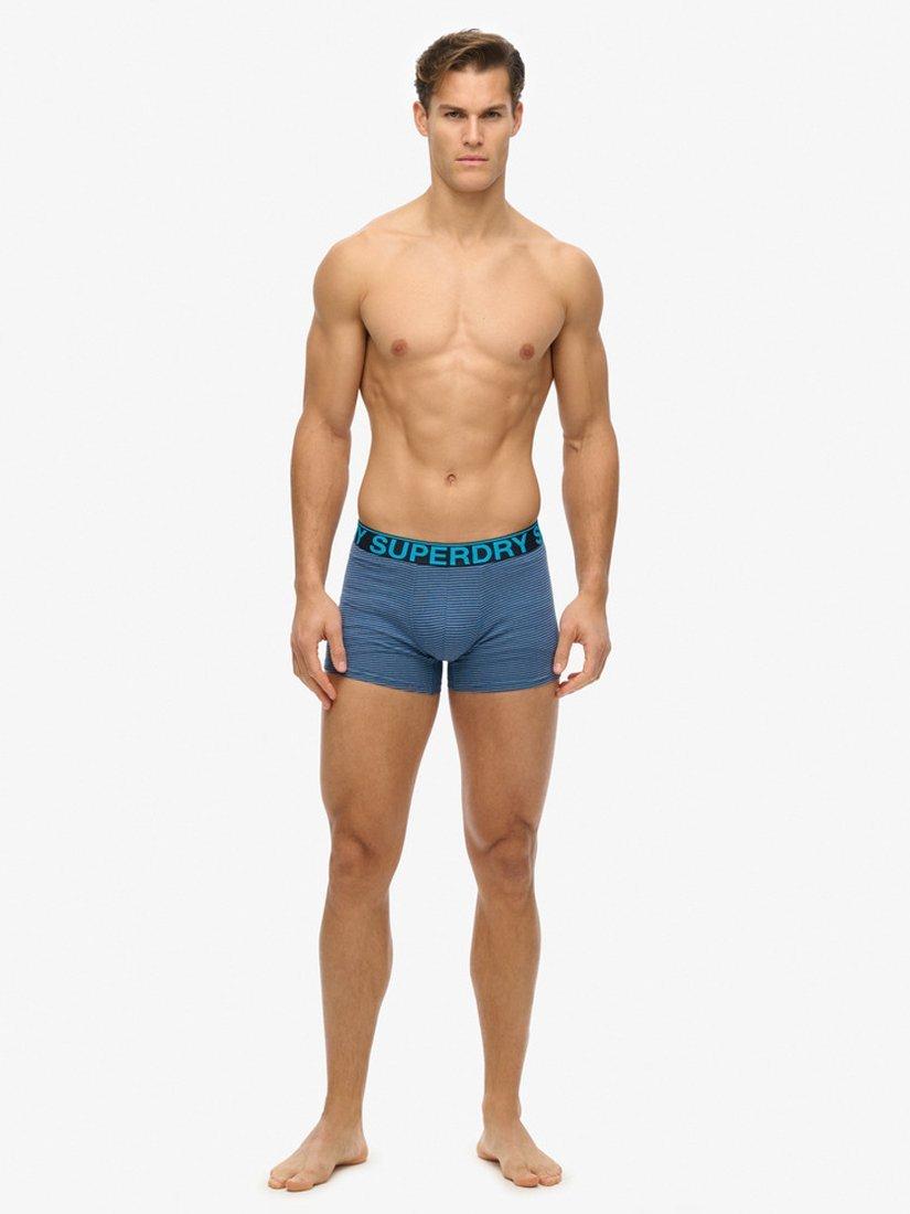 Product image 3 of 6, which shows Superdry Stretch Cotton Boxers, Pack of 3, Blue/Multi, S