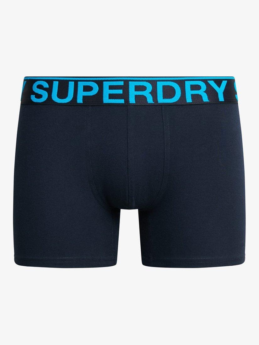 Product image 4 of 6, which shows Superdry Stretch Cotton Boxers, Pack of 3, Blue/Multi, S