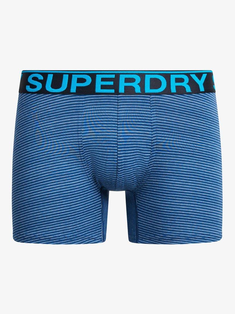 Product image 5 of 6, which shows Superdry Stretch Cotton Boxers, Pack of 3, Blue/Multi, S