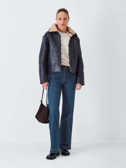 John Lewis High Waist Wide Leg Jeans, Mid Blue