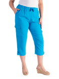 chesca Linen Mix Cargo Capri Cropped Trousers