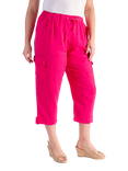 chesca Linen Mix Cargo Capri Cropped Trousers