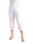 chesca Linen Mix Cargo Capri Cropped Trousers, White