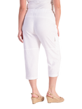 chesca Linen Mix Cargo Capri Cropped Trousers, White