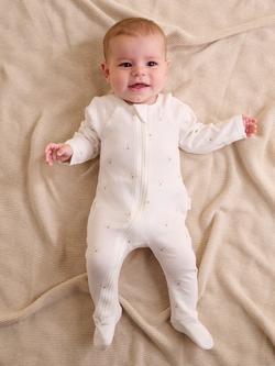 Purebaby Baby Cotton Essentials Zip Growsuit, Pack of 2, Vanilla Bear - view 2, Vanilla Bear