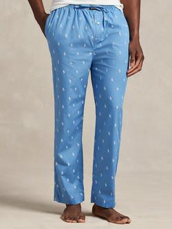 Ralph Lauren Cotton Pony Pyjama Bottoms, Blue Mid, Blue Mid