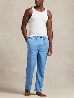 Ralph Lauren Cotton Pony Pyjama Bottoms, Blue Mid - view 2, Blue Mid
