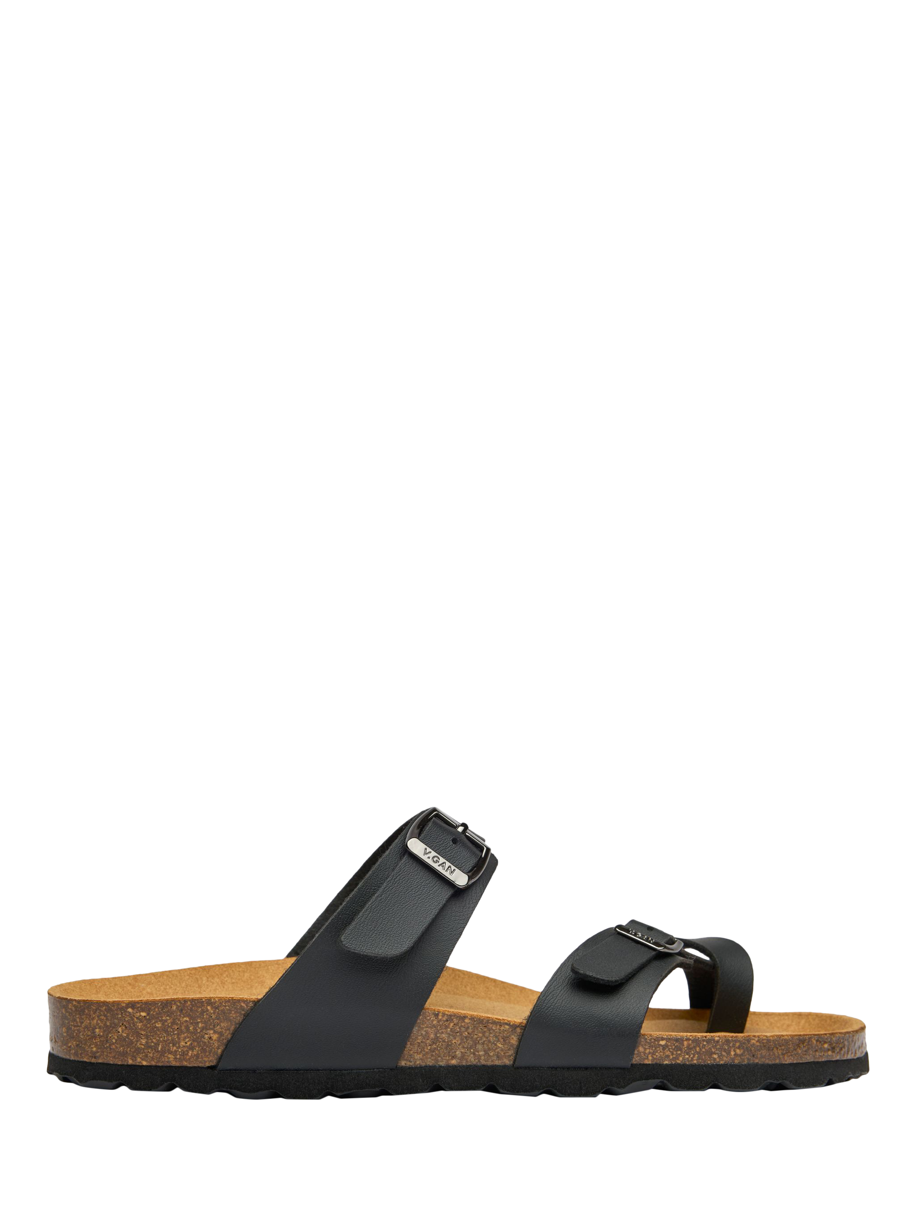 Product image 1 of 4, which shows V.GAN Vegan Garlic Footbed Sandals, Black, 3