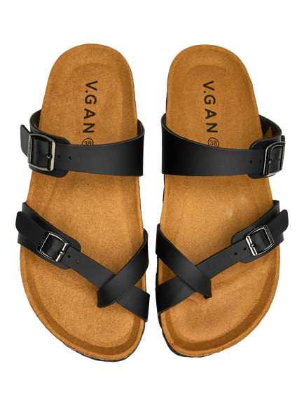 V.GAN Vegan Garlic Footbed Sandals - view 2, Black