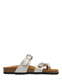 V.GAN Vegan Garlic Metallic Footbed Sandals, Silver, Silver